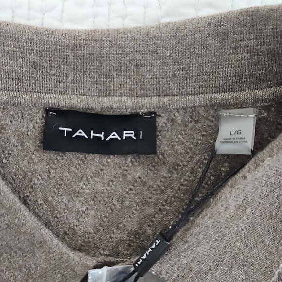Tahari Textured Henley Sweater Men's Large Taupe NWT Wool Blend Long Sleeve NEW - Picture 8 of 16